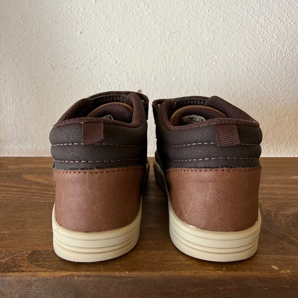 OshKosh B'gosh Brown High Top Sneakers Toddler Boys Hook Loop Size 10M